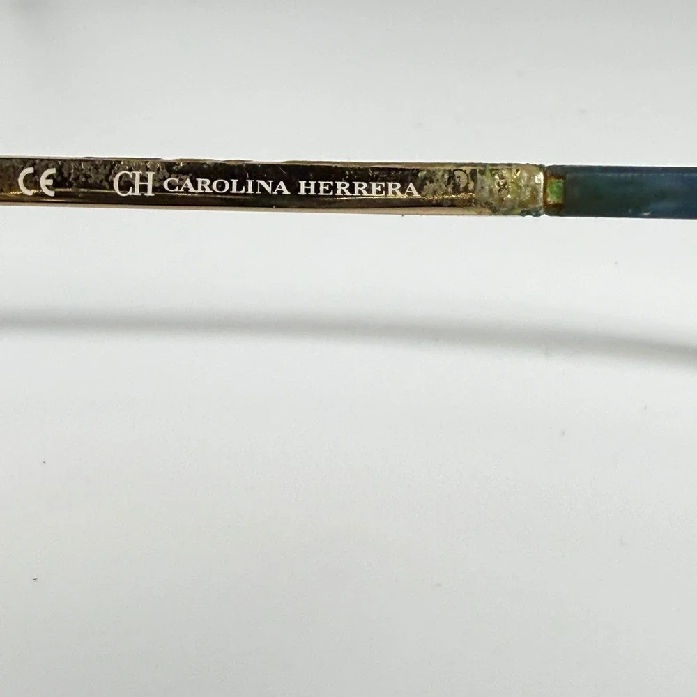 Carolina Herrera VHE077K 0354‎ Gold Blue Rectangular Eyeglasses Frames 22187